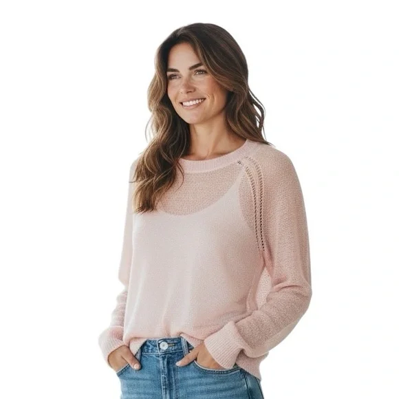 Banana Republic Pink Large Women's Sweater Top Mohair Wool Pastel Office Casual - Picture 1 of 12